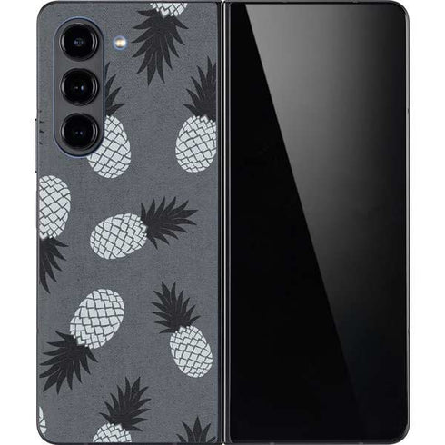 Black and White Pineapples Galaxy Z Fold5 5G Skin